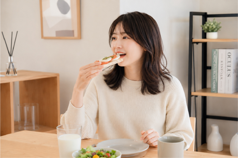 朝食シーンで活躍する玄米ライスケーキ