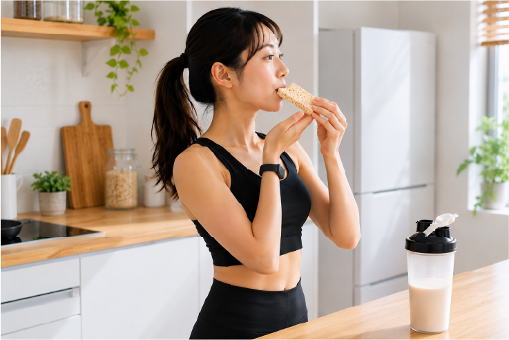 ワークアウト補食に最適な玄米ライスケーキ